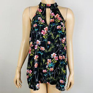 Express Sexy Choker Neckline Sleeveless Floral Bohemian Women's L Large Top